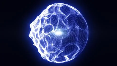Translucent glowing blue sphere with fluid plasma textures and inner light .. Stock Illustration