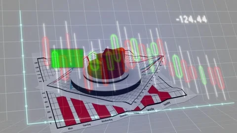 Translucent green candlestick panel fading in, pulsing and shifting as showing Stock Footage 329575865