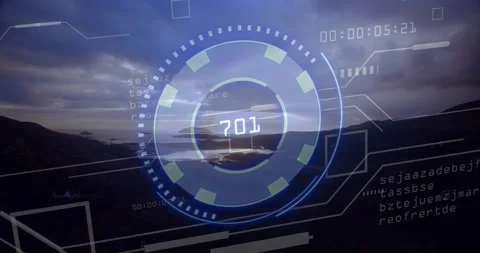 Translucent holographic interface fading in, updating number and data bars while Stock Footage 317184577