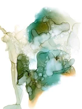 Translucent ink spot of cool green color similar to an exotic flower Stock Illustration