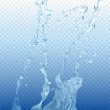 Translucent jets of water. The flow of water in the air. Splash of water with Stock Illustration