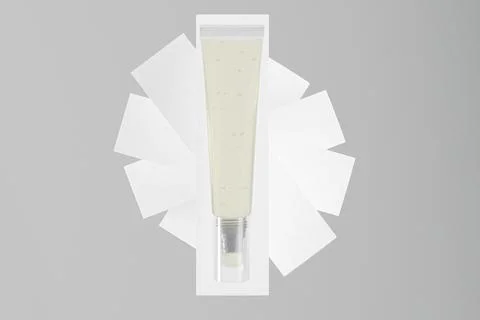 Translucent lip gloss tube packging with box, liquid lipstick tube Stock Illustration