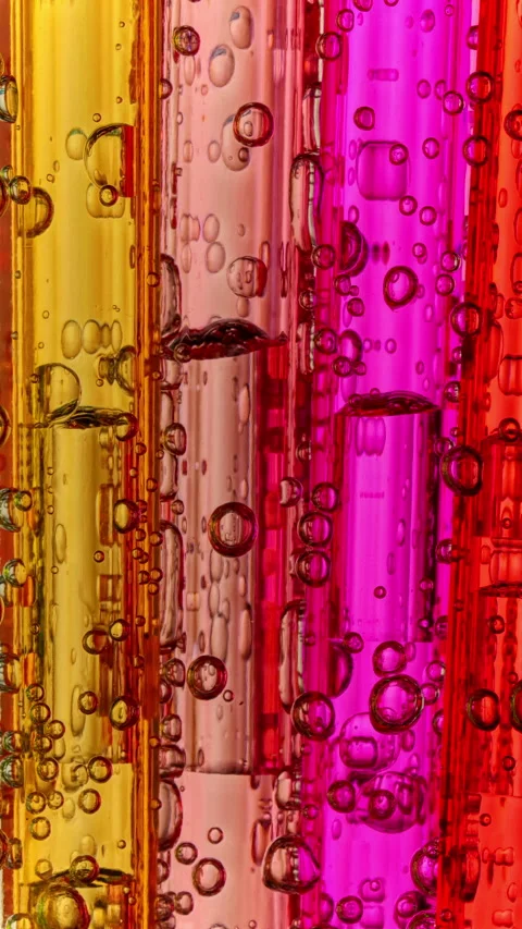 Translucent liquid forms and suspended bubbles in colorful abstract texture Stock Footage 344993462