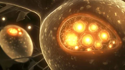 Translucent Liver Cells with Glowing Bile Areas Stock Illustration