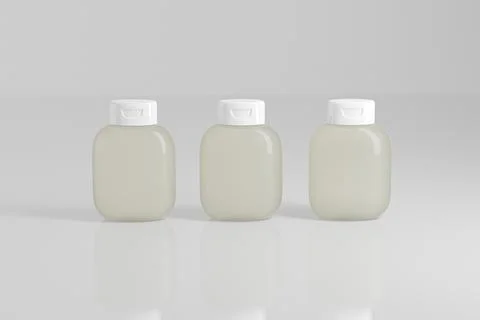 Translucent lotion bottle mockup, short oval shape shampoo packaging イラスト素材