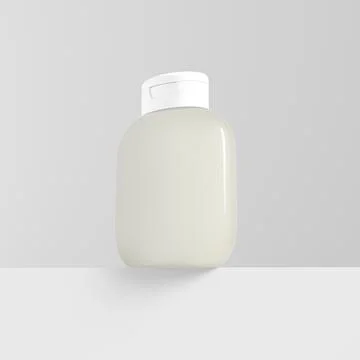 Translucent lotion bottle mockup, short oval shape shampoo packaging Stock Illustration