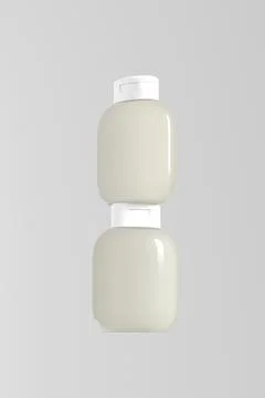 Translucent lotion bottle mockup, short oval shape shampoo packaging イラスト素材