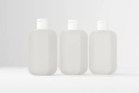 Translucent lotion bottle mockup, white flipcap liquid conditoner mockup Stock Illustration