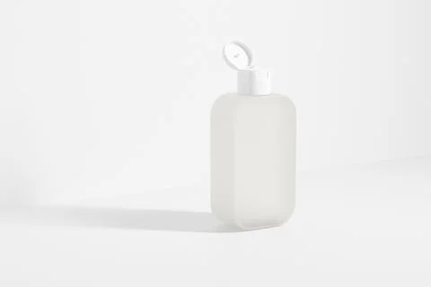 Translucent lotion bottle mockup, white flipcap liquid conditoner mockup Stock Illustration