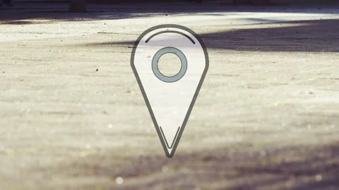 Translucent map-pin tilting after sun shift, nudging while shopper passing, Stock Footage 329454279
