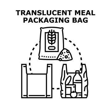 Translucent meal packaging bag concept vector Stock Illustration