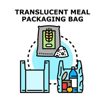 Translucent meal packaging bag concept vector Stock Illustration