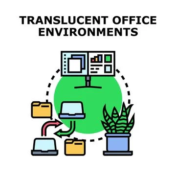 Translucent office environments concept and data sharing Stock Illustration