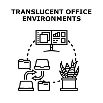 Translucent office environments concept and data sharing Stock Illustration