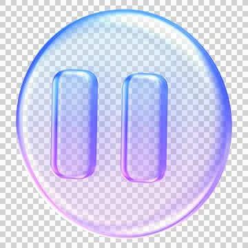 Translucent pause control icon with smooth glassmorphism effects and gentle.. Stock Illustration