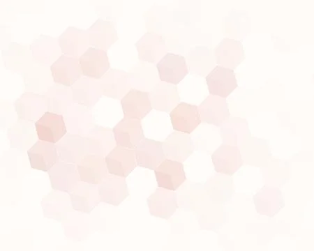 Translucent peach and blush hexagons form a loose organic geometric pattern.. Stock Illustration