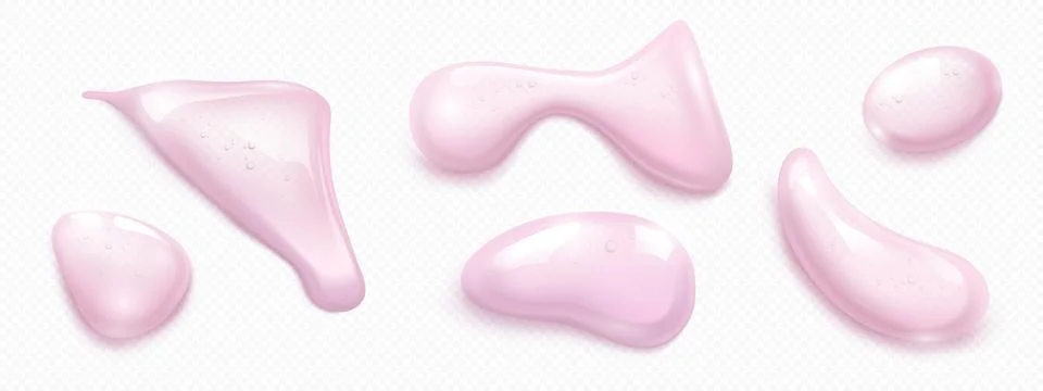 Translucent pink gel drops set Stock Illustration
