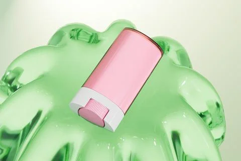 Translucent pink plastic cosmetic stick packaging mockup Stock Illustration