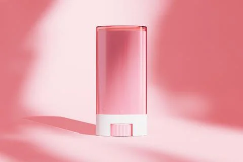 Translucent pink plastic cosmetic stick packaging mockup Stock Illustration