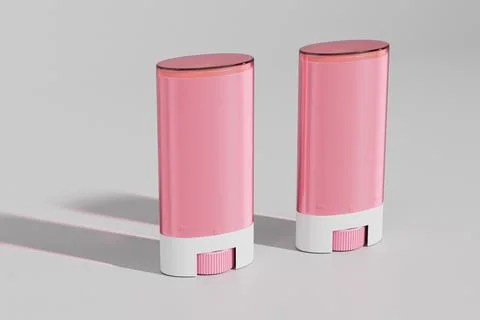 Translucent pink plastic cosmetic stick packaging mockup Stock Illustration