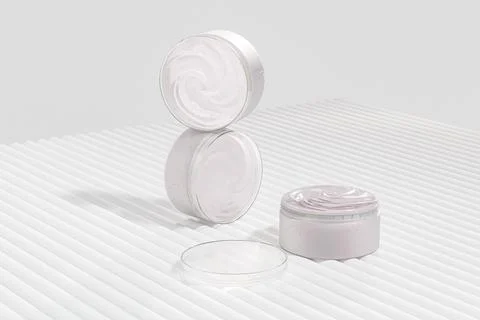 Translucent Plastic Cream jar mockup, frosted glass skincare cylindrical Stock Illustration