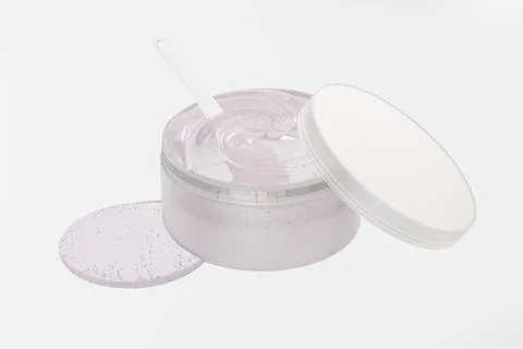 Translucent Plastic Cream jar mockup, frosted glass skincare cylindrical Stock Illustration