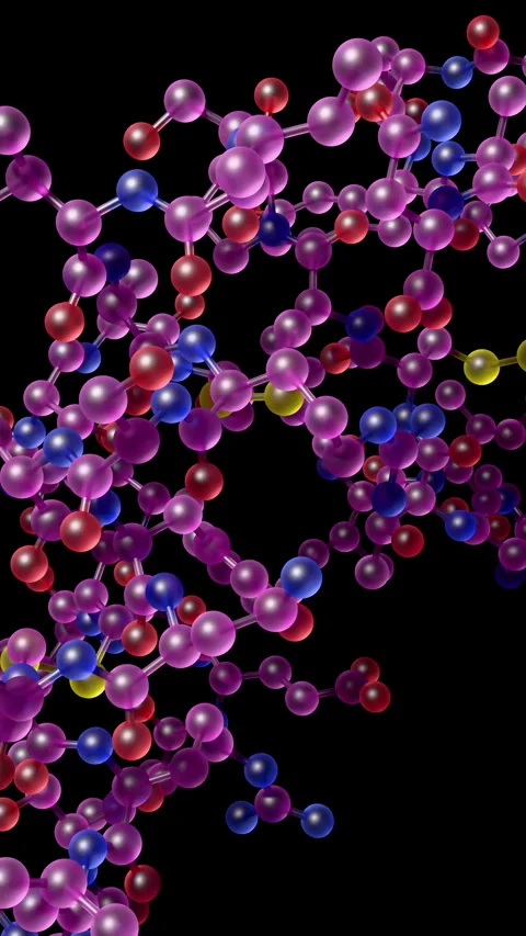 A translucent protein molecule model slowly approaches the camera in a smoot Stock Footage 338297880