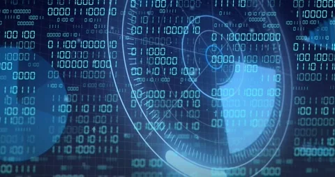 Translucent radial HUD emerging from right, sliding centerward, rotating and Stock Footage 328396390