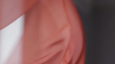 Translucent red window curtain fluttering in the wind Stock Footage 48812582