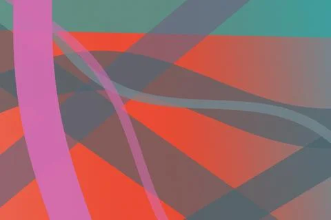 Translucent ribbons and angular planes intersect across a dramatic red, cha.. 스톡 일러스트