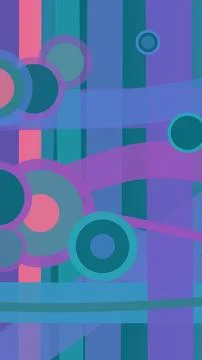 Translucent rings and intersecting bars form a playful modern pattern in bl.. Stock Illustration