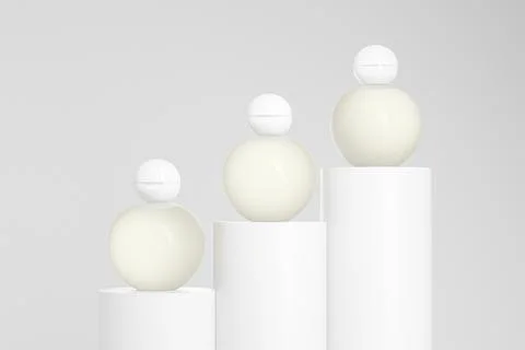 Translucent rounded shape cosmetic bottle with white Spherical flip Cap Stock Illustration