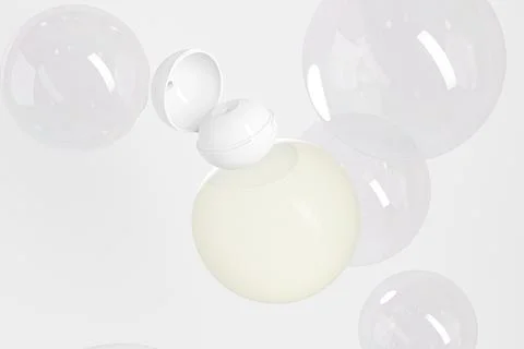 Translucent rounded shape cosmetic bottle with white Spherical flip Cap Stock Illustration