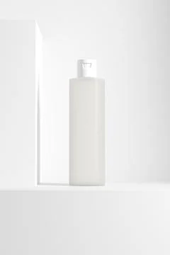 Translucent shampoo bottle mockup, frost plastic lotion bottle packaging Stock Illustration