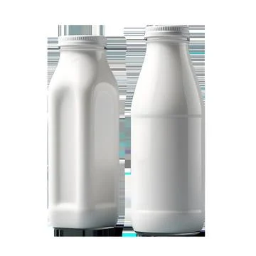 Translucent Simplicity, Blank Milk Bottle Mockup with Ethereal Background Stock Photos