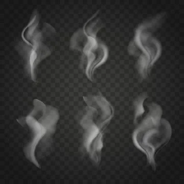 Translucent smoke set isolated on dark background Stock Illustration