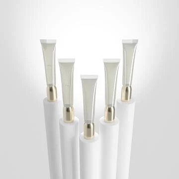 Translucent soft tube packging with golden screw cap mockup Stock Illustration