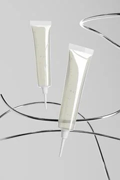 Translucent soft tube packging with golden screw cap mockup Stock Illustration