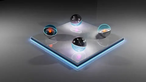 Translucent spheres roll back and forth on the delivery. Looping animated backgr Video stock 253286742