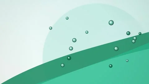 Translucent teal spheres float upwards against green curved shapes Stock Footage 340831647