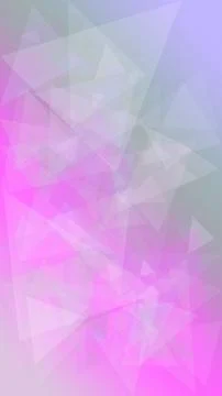 Translucent triangle facets scatter across a vibrant pink-to-purple gradien.. Illustrazione stock