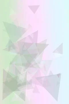 Translucent triangular facets scatter across a mint, sky, and blush gradien.. Stock Illustration