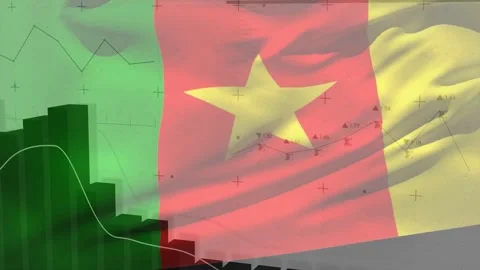 Translucent tricolor flag rippling, causing 3D bars rising and falling, white Stock Footage 331571118