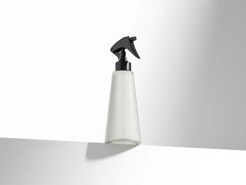 Translucent trigger spray bottle mockup, clear PET plastic sprayer packaging Stock Illustration