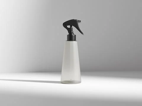 Translucent trigger spray bottle mockup, clear PET plastic sprayer packaging Stock Illustration