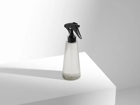 Translucent trigger spray bottle mockup, clear PET plastic sprayer packaging Stock-Illustration