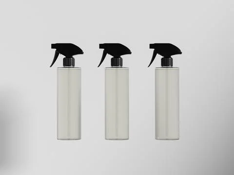 Translucent Trigger spray bottle mockup, Black plastic sprayer packaging Illustrazione stock