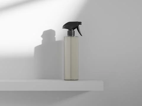 Translucent Trigger spray bottle mockup, Black plastic sprayer packaging Illustrazione stock