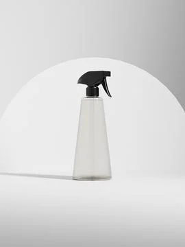 Translucent trigger spray bottle mockup, cone-shaped PET plastic sprayer Stock Illustration