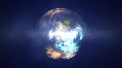 Translucent turquoise energy sphere filled with soft swirling plasma and a .. Illustrazione stock